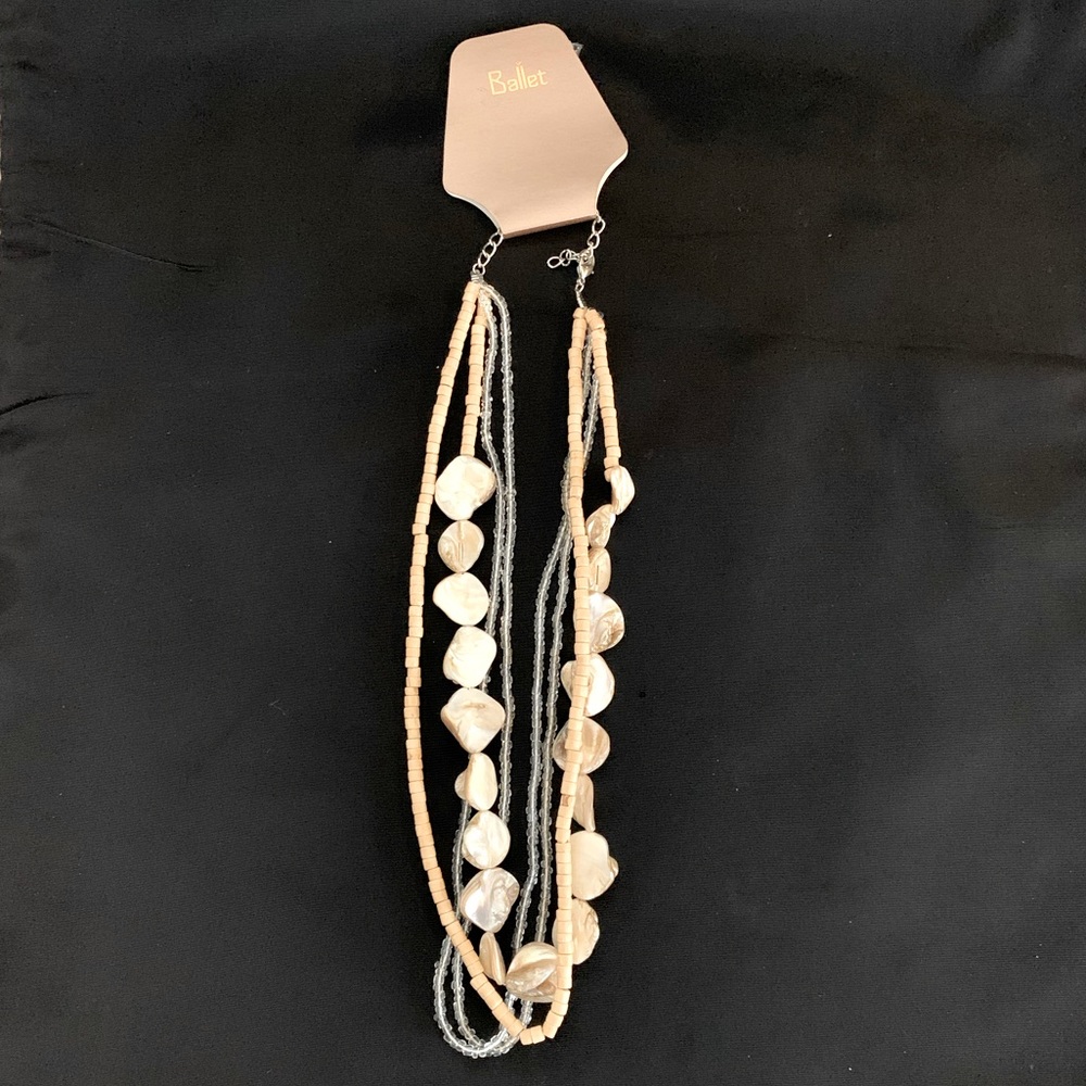NEW Natural Stone and Bead Multi-row Necklace - COSTUME JEWELRY